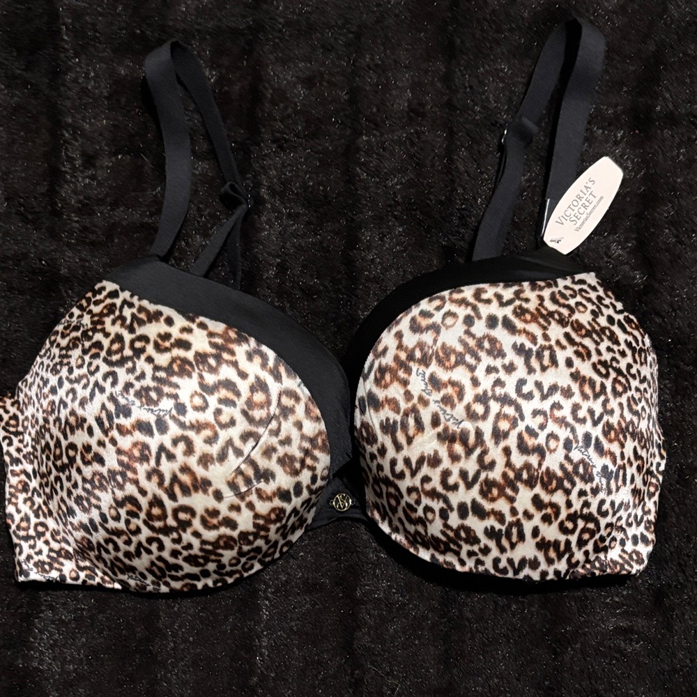 Victoria's Secret Black and Brown Leopard Bra